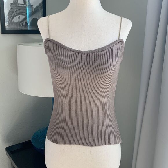 Spaghetti strap cami ribbed knit one size xs/small - Picture 2 of 6